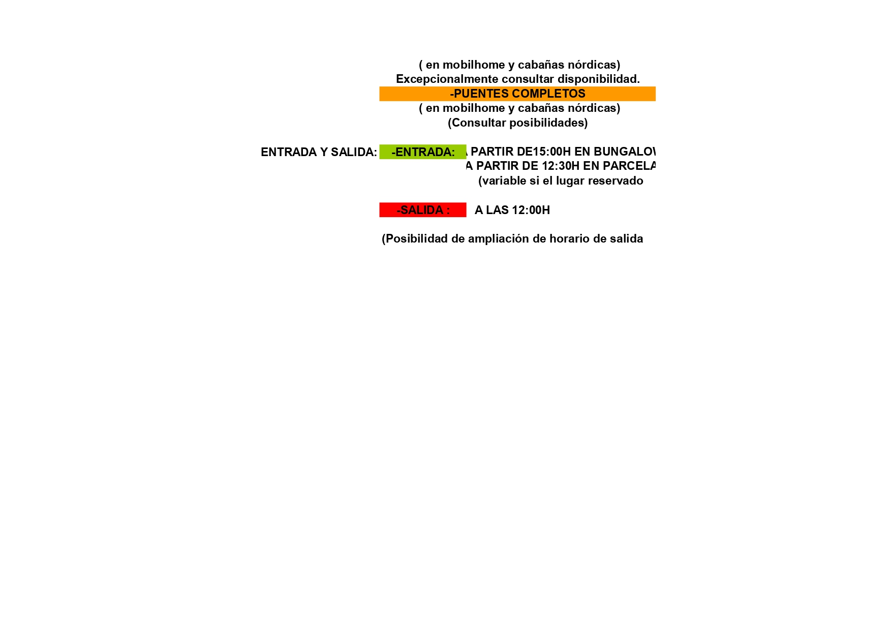 Tarifas Camping Rio Lobos 2026